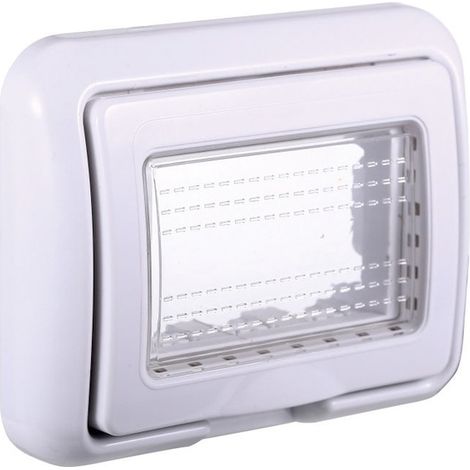 ETTROIT Platte mit Abdeckung 3P IP55 Hydrobox-Gehäuse kompatibel mit Bticino Living Farbe Weiß - LB2703