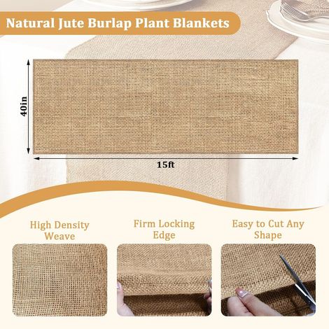 Voile d'hivernage en toile de jute pour arbres, légumes et plantes du potager contre le gel, Composition : 100500, Couleur : marron (1/5)