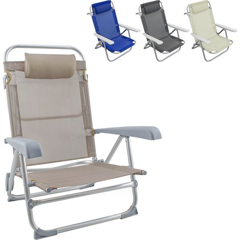 Silla de playa Spiaggina en Textilene con cojín reclinable de aluminio  Color: Tortola