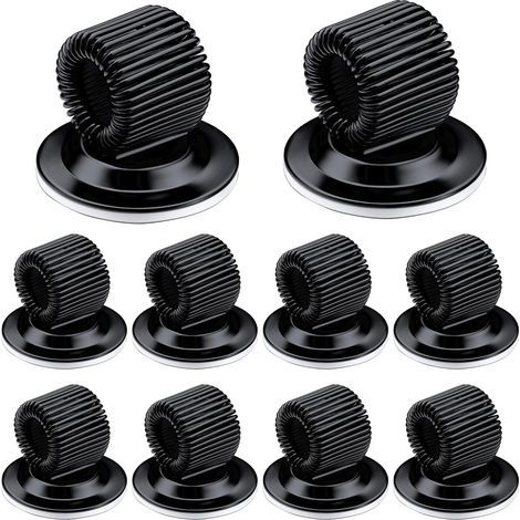 10 pots à crayons auto-adhésifs avec anneau ressort réglable, noir