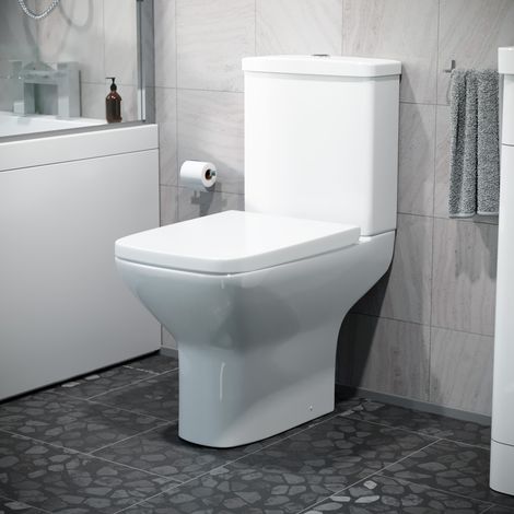 Sandra Modern Square Rimless Close Coupled Toilet With Soft Close Seat (1/5)