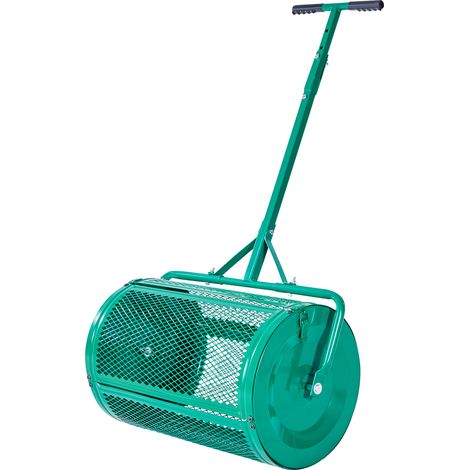 Mophorn Esparcidor de Compost de 67 cm de Ancho con Asa de Empuje y Remolque, Altura Ajustable en 4 Niveles, Esparcidor de Turba de Acero con Recubrimiento en Polvo para Jardines, Céspedes, Verde (1/5)