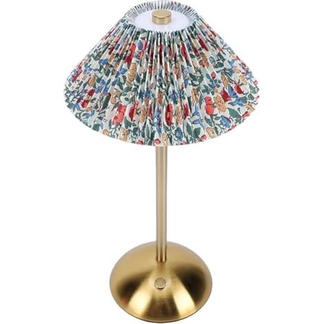 Lampe tactile, veilleuse sans fil rechargeable, lampe moderne en tissu plissé, base en métal avec variateur tactile 3 couleurs, lampe de chevet pour chambre à coucher (1/4)