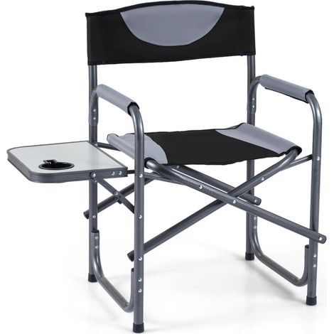 Camping, pêche ou pique-nique : chaise pliante confortable avec porte-gobelet et accoudoirs rembourrés (1/5)