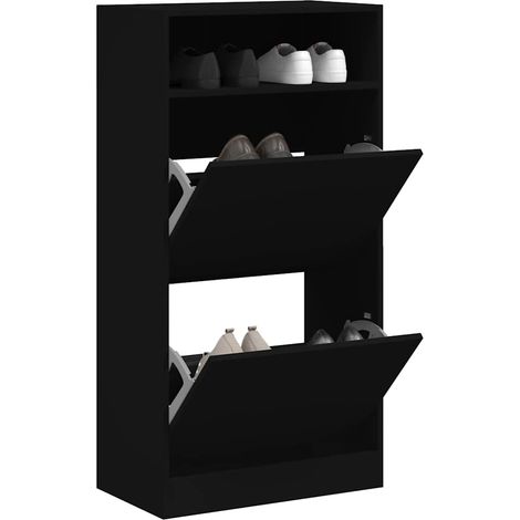 Schuhschrank Schwarz 60x34x116 cm Holzwerkstoff
