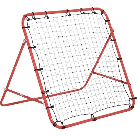 Rebounder Fußball Rückprallwand Tor Netz Für Fußball Verstellbarer Winkel Rot+Schwarz 96 X 80 X 96 Cm