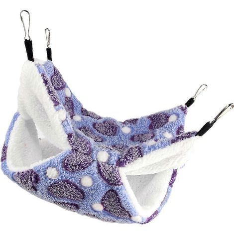 Hamac pour hamster, litière double couche douce, nid douillet pour petits animaux de compagnie comme les écureuils et les furets-Heart Purple