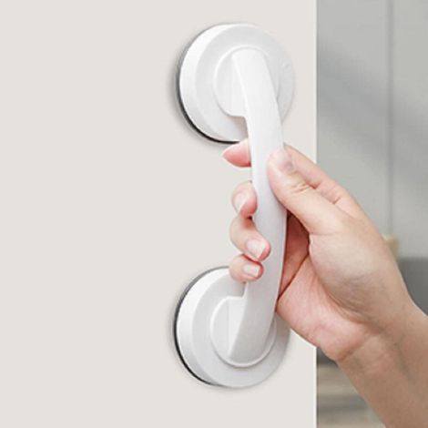Grande poignée de porte et fenêtre en verre, porte coulissante de salle de bain, armoire, penderie, ventouse, poignée sans trace, poignée d'absorption non poreuse (blanc) (1/5)