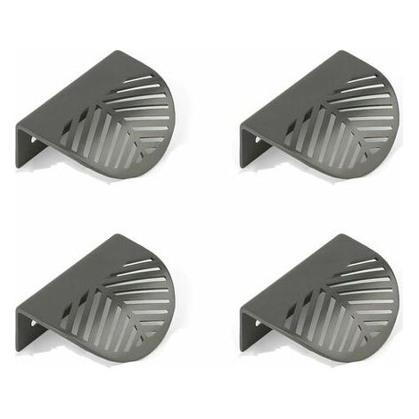 Lot de 4 poignées d'armoire en feuille en laiton noir poignées de meubles de cuisine tiroir unique poinçon gratuit en alliage de Zinc cuivre brossé (1/5)