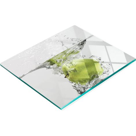Plateau décoratif en verre pour apéritifs, motif pomme sous l'eau, 60 x 52 cm (1/5)