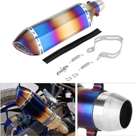 Silencieux d'échappement moto universel 51mm en acier inoxydable, pot arrière bleu, tube silencieux pour motocyclette (1/5)