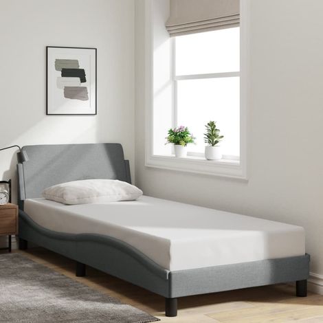 vidaXL Cadre de lit Dover gris clair 90x190 cm tissu (1/9)