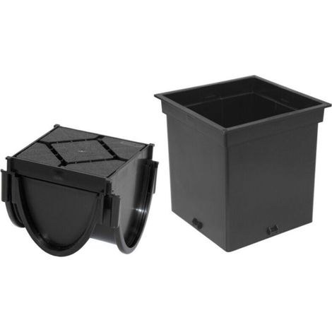 Élément d'angle pour caniveau de douche en polypropylène noir – Longueur 10,7 cm – Largeur 9,6 cm – Montage parfait en angle