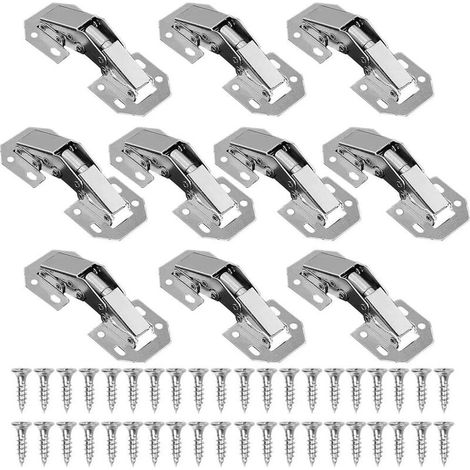 royaluxe- Fermeture Douce Charnière Invisible Meubles Porte Coin Plié en Acier, 10 Pièces Charnières à visser avec ressort amortisseur Charnières de porte darmoire Trou sans perçage à 90 degrés Avec v (1/2)