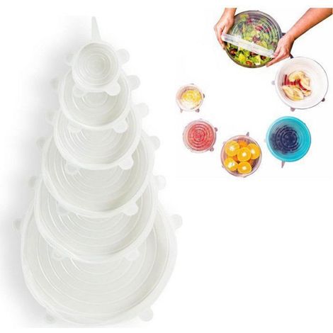 Couvercle Silicone - Fermeture Hermetique - 6 Tailles 6 5 9 5 11 5 14 5 16 5 21 Cm - Pour Recipients Alimentaires - Lot de 6 (1/4)