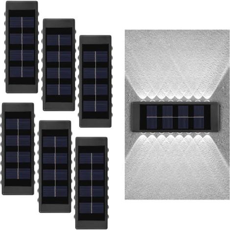 6x Spot Pour Escaliers/Paysagisme Double Projection - 16 LED, Murale, Auto-On/Off, Solaire Murale, Haut/Bas, Lumière blanche (1/5)