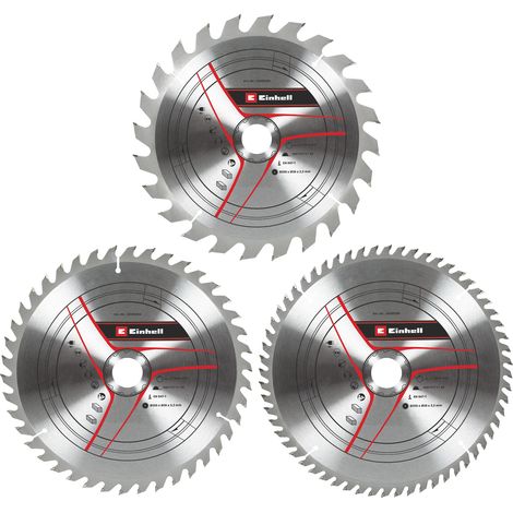 Original Einhell Kreissägeblatt-Set 250x30 (Sägen-Zubehör, Ø 250 mm, 24, 42 und 60 Zähne, Schnittbreite 3,2 mm, für Zug-Kapp-Gehrungssägen und Tischkreissägen)
