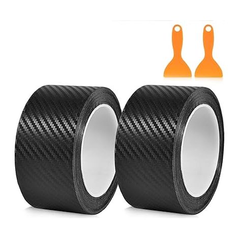 Covering Carbone Voiture,Micro Fibre de Carbone Mat 5CM,Protection Seuil de Porte Voiture,Universelle Contre Chocs Voiture,Cadre Velo (Noir,10M) (1/5)