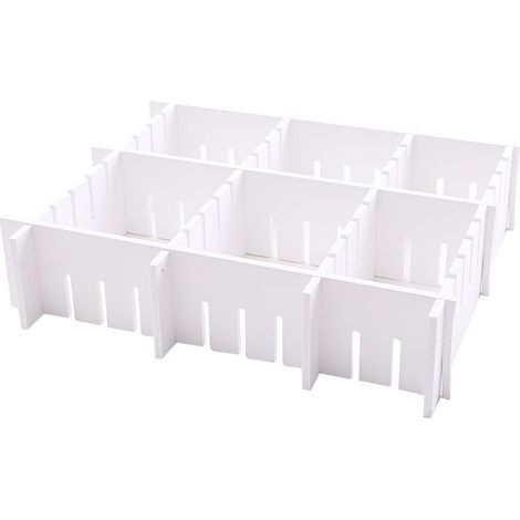 16 PCS Séparateurs de Tiroir, 39 x 7 cm, Fin, Plastique Organisateur Tiroir Réglable DIY, Organiseur Modulaire pour Vêtements, Chambre, Salle de Bain, Cuisine, Bureau, Rangement, Blanc (1/4)