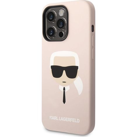 Custodia MagSafe in silicone Karl Lagerfeld Ikonik con testa di Karl - iPhone 14 Pro Max (rosa) (1/5)