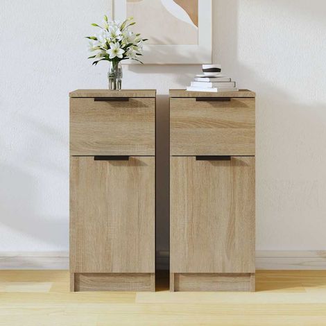 Lot de 2 Buffets Bahut Meubles de rangement Commode Chêne Sonoma 30x30x70 cm Bois d'ingénierie BV745959 - BonneVie (1/5)