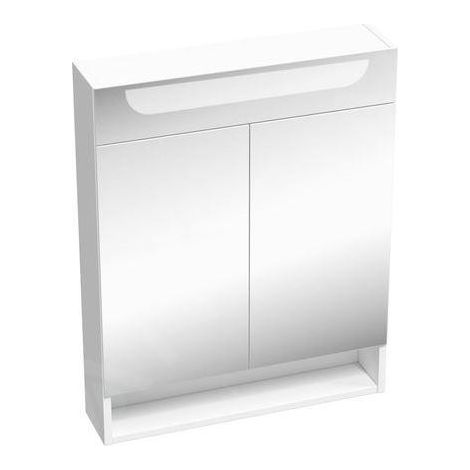Ravak Classic II - Armoire avec miroir et éclairage LED, 60x14x76 cm, 2 portes, blanc brillant X000001469 (1/5)