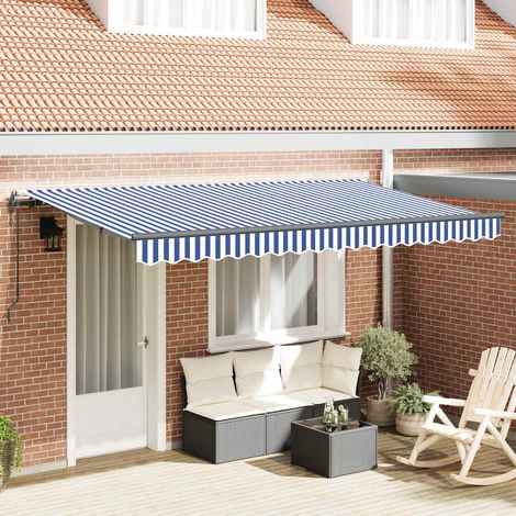 Toldo Retráctil Azul y 350 x 200 cm Poliéster y Aluminio