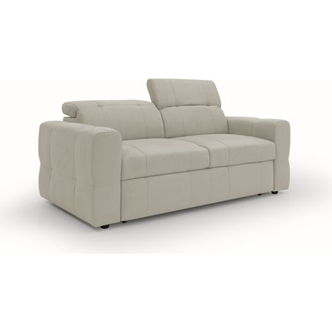 Kronos Divano con estraibile e poggiatesta reclinabili in morbida microfibra impermeabile T11 193 cm panna