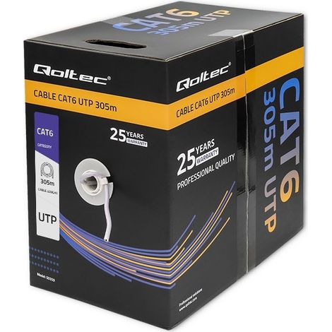 Cavo di rete Qoltec UTP/coppia intrecciata  CAT6  305 m  PVC grigio (1/5)