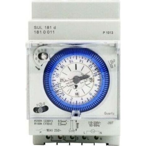 Minuterie analogique avec moteur synchrone et programme journalier, minuterie, 110-230 VCA (1/4)
