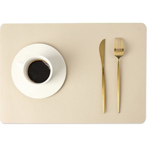 Juego de 4 manteles individuales de piel sintética PU, impermeables, resistentes al calor y antideslizantes, para cocina y comedor. (1/5)