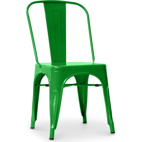 Sedia da pranzo in acciaio - Design industriale - Nuova edizione - Stylix Verde