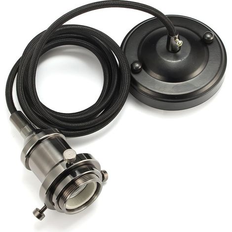 Retro Edison Pendelleuchte Antikes Lampenzubehör E27 Keramik-Lampenfassung 3-adriges Textilkabel und Deckenplatte (1/5)