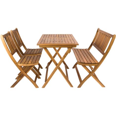 Balkonmöbel Set 4tlg mit Bank Akazie Klapptisch 80 x 60 cm SKARA/BLOOM (1/4)