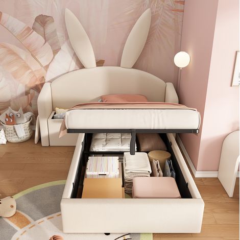 Letto contenitore 90x190 in velluto con comodino OKMYHOME (1/5)