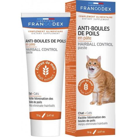 Anti-Boules de Poils en Pâte pour chats, tube de 70 g - Francodex (1/4)