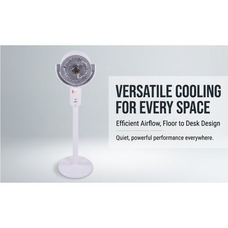 Ventilateur de circulation d'air sur pied, piédestal oscillant, alimenté par batterie, silencieux, pour chambre à coucher, bureau à domicile (1/5)