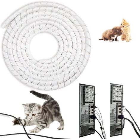 Funda espiral para cables (6 m, 12 mm de diámetro), Envoltura espiral flexible / organizador de cables, Funda espiral de PE ignífuga, PC, USB (1/5)