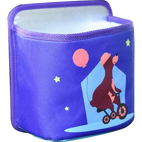Sac poubelle suspendu portable multifonction voiture ours violet cartoon boîte rangement accroche (1/4)