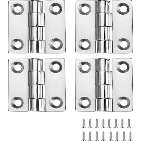 Bisagra marina robusta y silenciosa fabricada en acero inoxidable 316, 4 piezas (con tornillos, dimensiones 50 × 50 mm) (1/5)