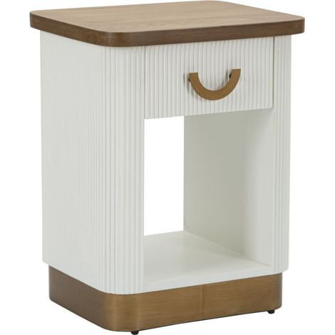 Table de Chevet en Bois "Tolosa" 62cm Blanc & Naturel