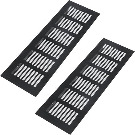Rejillas de ventilación para suelos, armarios, paredes y techos - Rejillas de aluminio resistentes y antioxidantes, paquete de 2, color negro, perfil 80250 mm