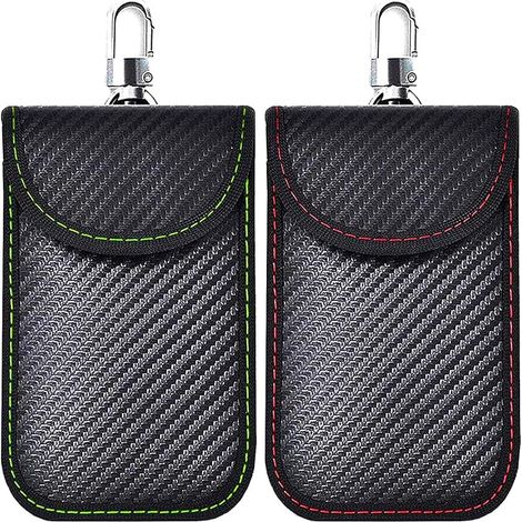Funda para llaves de coche anti-RFID, paquete de 2 fundas Faraday con bloqueo de señal, fundas con bloqueo de señal RFID para llaves de coche (1/5)