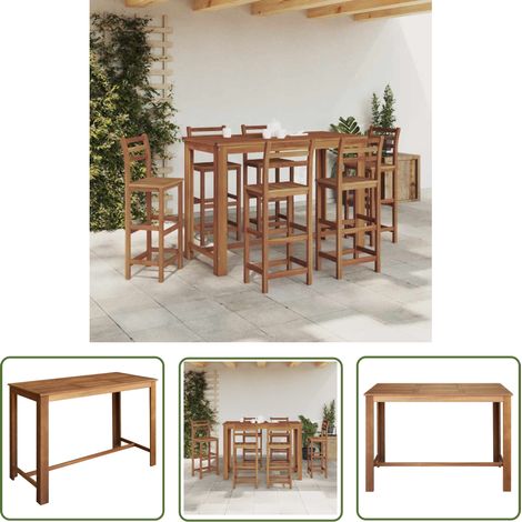 The Living Store Bartisch Massivholz Akazie 150x70x105 cm - Esstisch - Holztisch - Bartisch - Kücheninsel - Wohnzimmertisch (1/5)