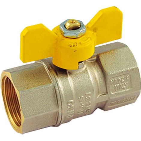 VALVOLA A SFERA GAS F/F CON FARFALLA GIALLA IN ALLUMINIO TIEMME 1/2"" DN14 - PN30