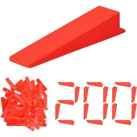 200 cunei riutilizzabili, sistema di posa piastrelle, in plastica resistente, per montaggio a pavimento e a parete (1/5)