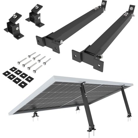 Nuasol – Supports réglables pour panneaux solaires – Lot de 2 – Aluminium AL6005-T5 – Longueur réglable 390-693 mm – Angle d'inclinaison 15-30° – Noir