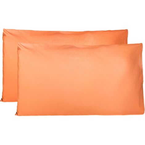 Taie Oreiller 100% Coton 40x70 CM Lot De 2, Taie d'oreiller Rectangulaire 100% Coton avec Fermeture - Orange (1/5)