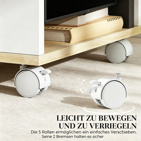 Meuble TV moderne sur roulettes, meuble multimédia polyvalent, buffet bas élégant pour salon, meuble de rangement multifonction avec roues pour téléviseur (1/5)