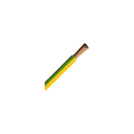 Fil électrique isolé souple 16 mm2 – Isolation PVC vert/jaune – Âme en cuivre souple – Vendu au mètre pour câblage électrique – Cable Courant Fort